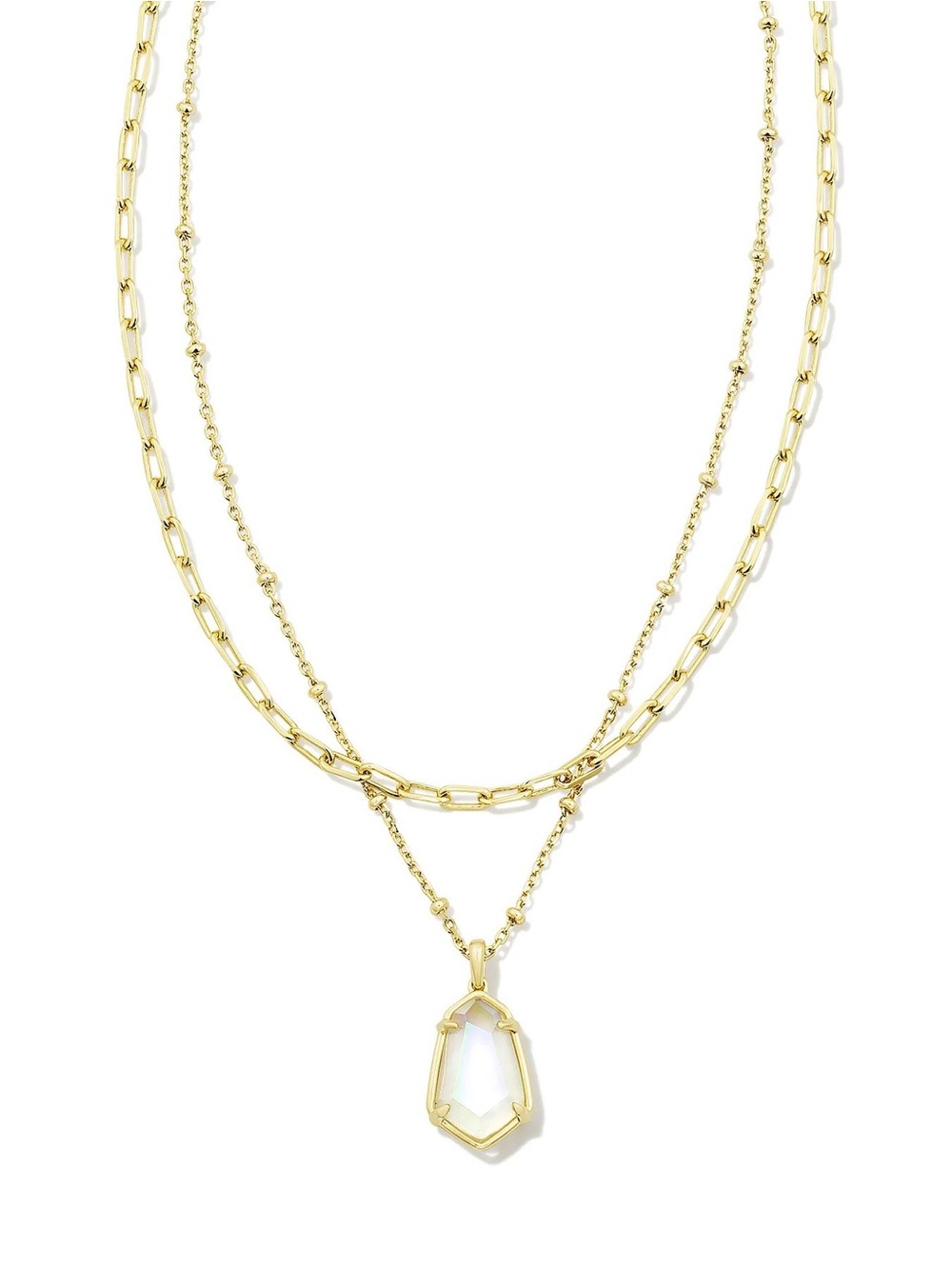 Kendra Scott Multi Strand Necklace in Iridescent Clear Rock Crystal